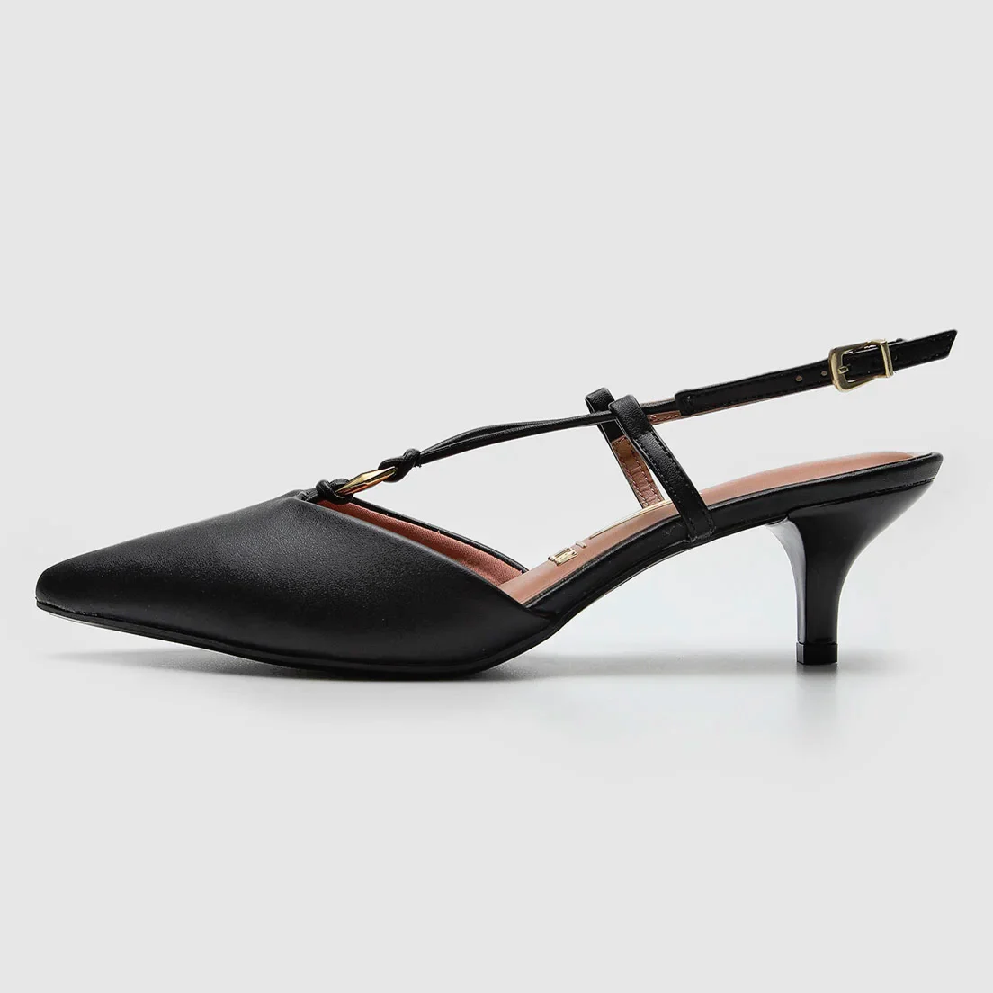 Vizzano 1122-892 Kitten Heel Pointy Toe Strappy Pump in Black Napa - Image 3