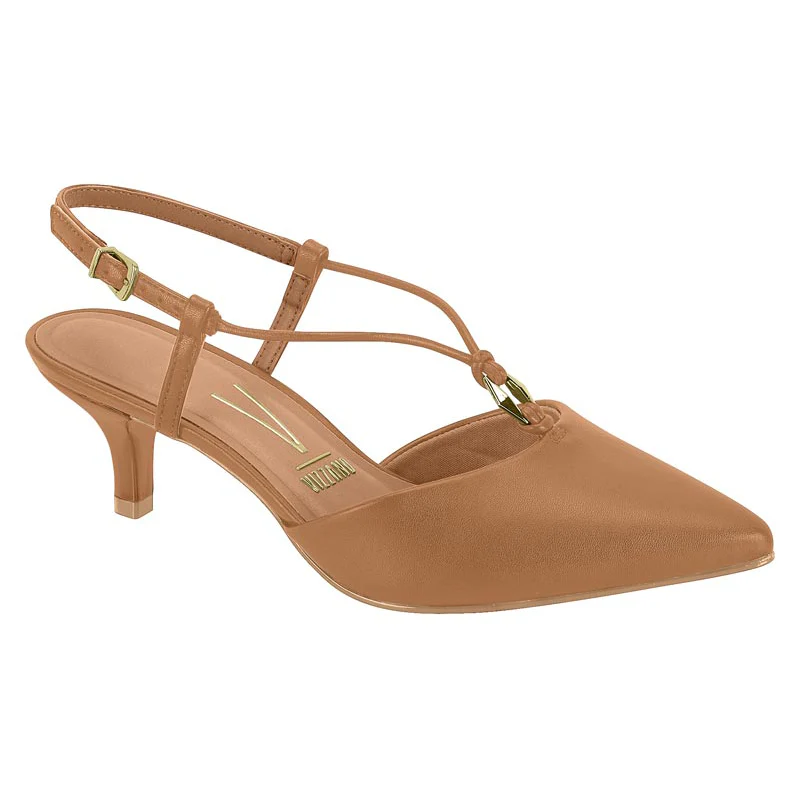 Vizzano 1122-892 Kitten Heel Pointy Toe Strappy Pump in Camel Napa