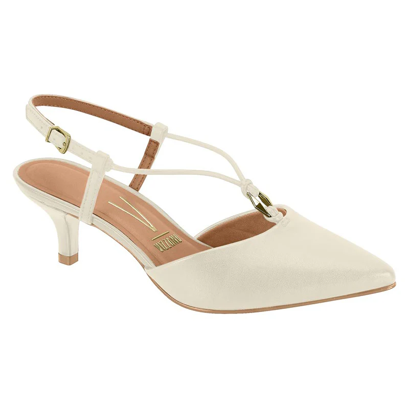Vizzano 1122-892 Kitten Heel Pointy Toe Strappy Pump in Off White Napa